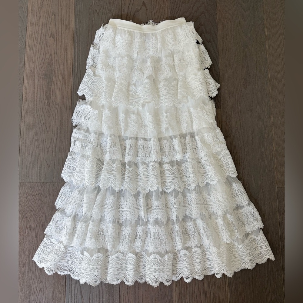 All Saints White Lace Maxi Skirt
